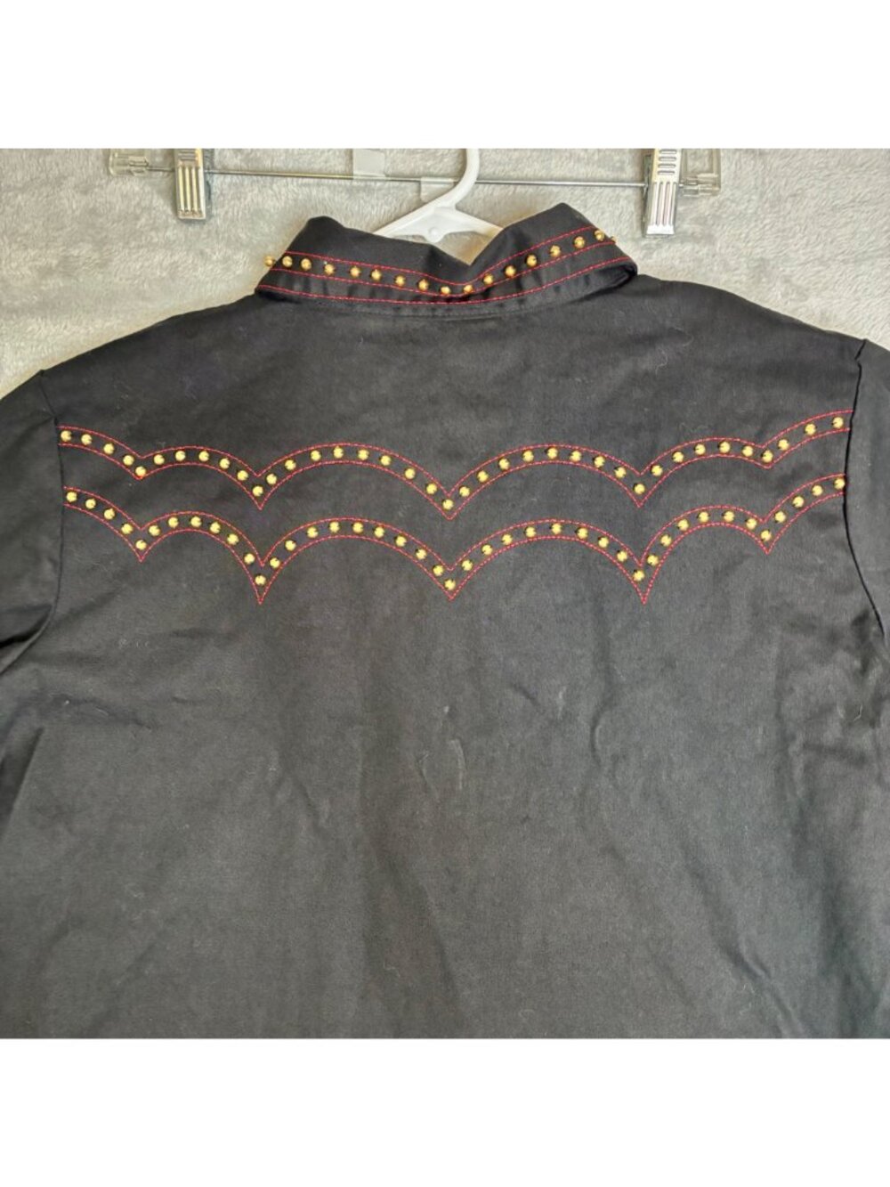 Bob Mackie Black Western-Style Studded Button-Up Shirt 1X Cotton Blend - Picture 10 of 10